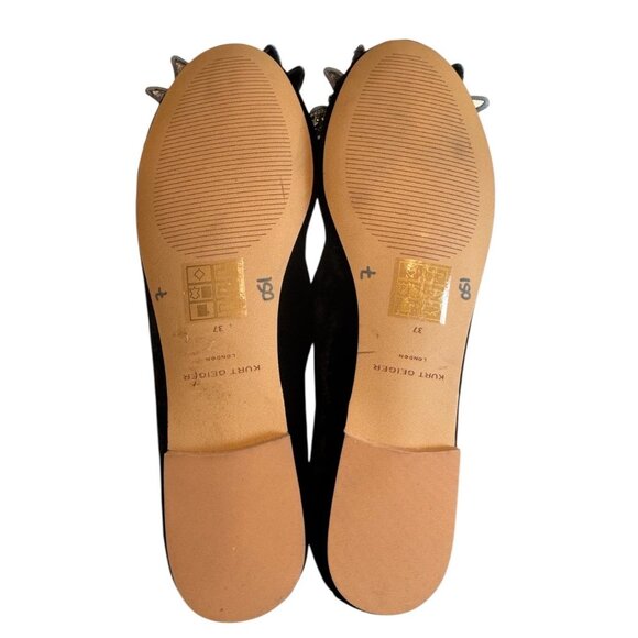 Kurt Geiger Size 37 / 7 Bow Ballerina flats black Velvet Rhinestone Bow Women’s - Picture 12 of 15